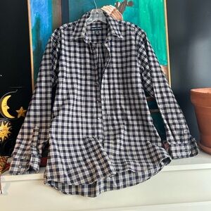 Denver Hayes Navy and White Plaid Flannel Shirt Medium